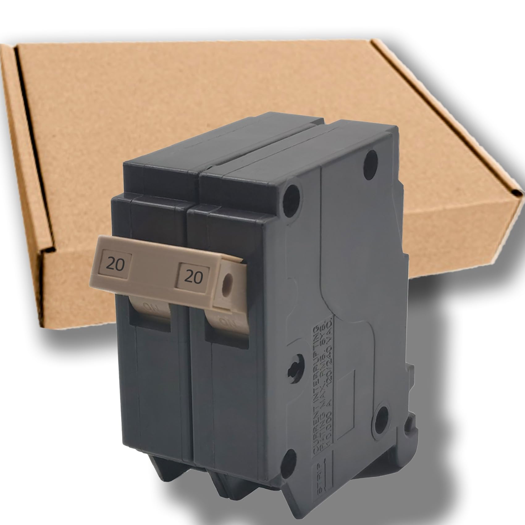 Photo 1 of 20 Amp 2-Pole Circuit Breaker, 3/4-Inch Plug-in Type Molded Case Circuit Breaker, Compatible with OEM Load Centers, 10KA 120/240V, Thermal Magnetic Protection, Genuine OEM-10 Years Warranty