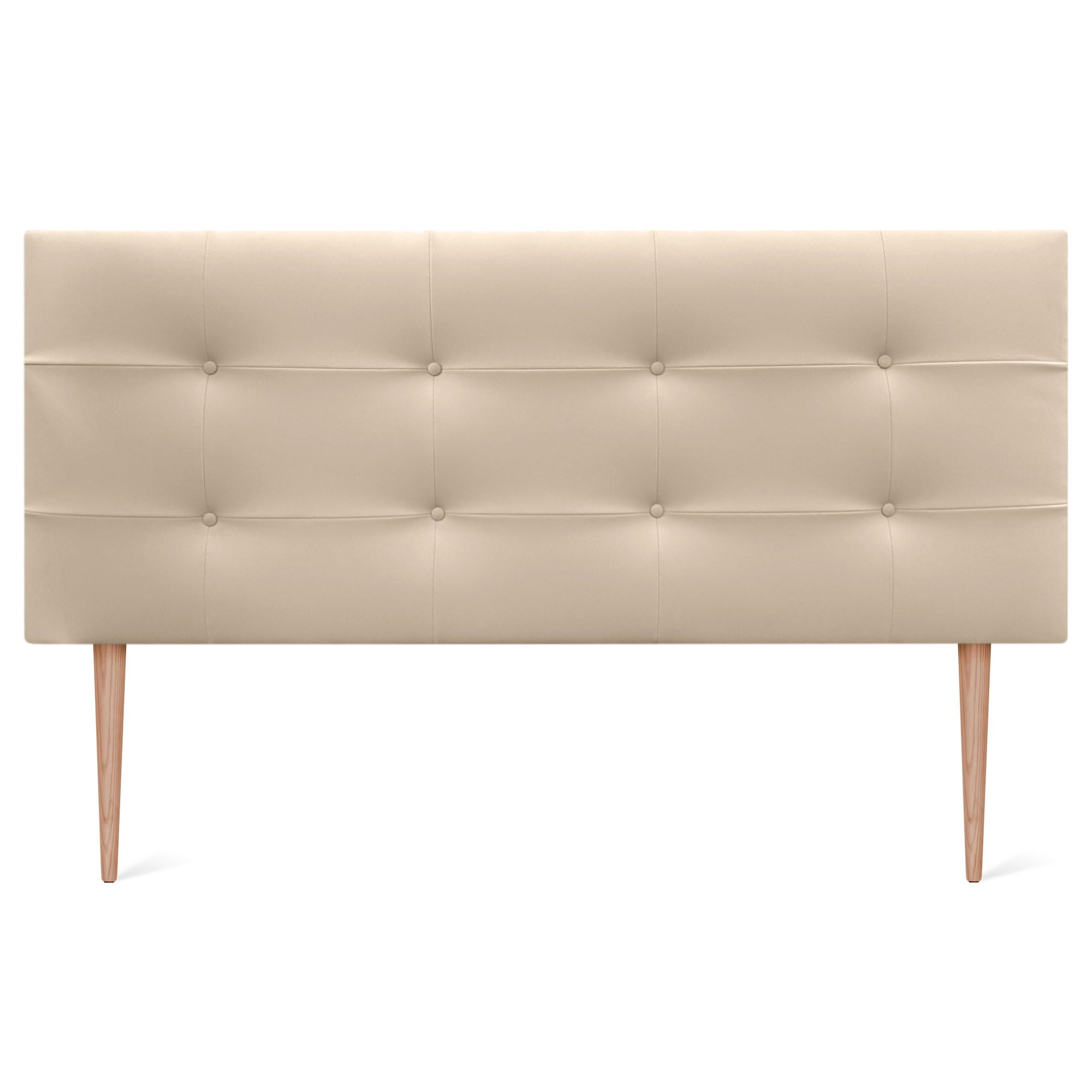 DHOME Tête de lit capitonnée jusqu'au sol en tissu Aqualine et similicuir 160 x 115 cm (pour lit de 150/160 cm) avec pieds Similicuir beige