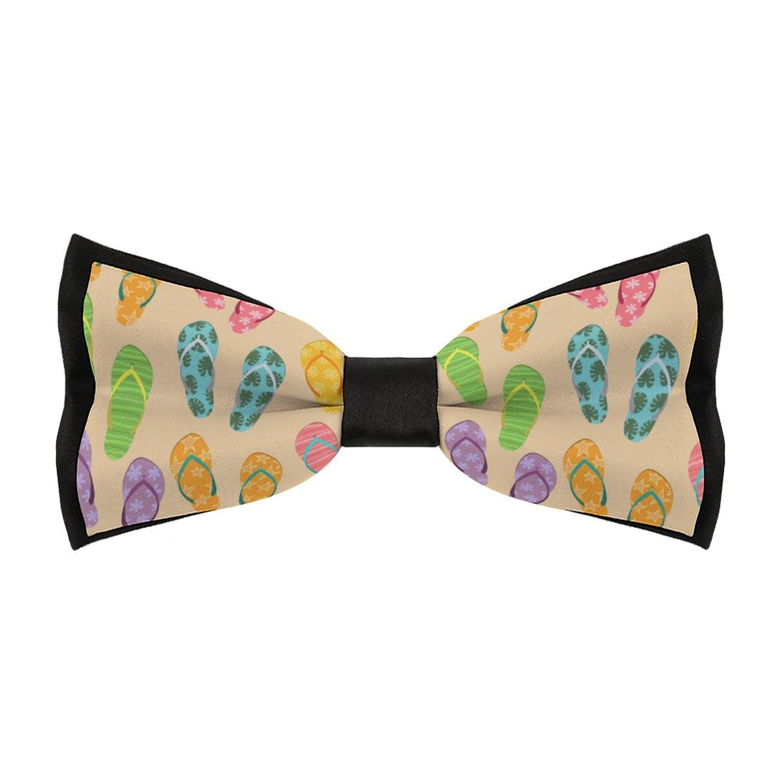JYYAU Colorful Summer Flip Flops Bow Tie Adjustable Necktie For Men Business Fashion Pre-tied Tie Neckwear Novelty Accessory For Weddings Party Festival