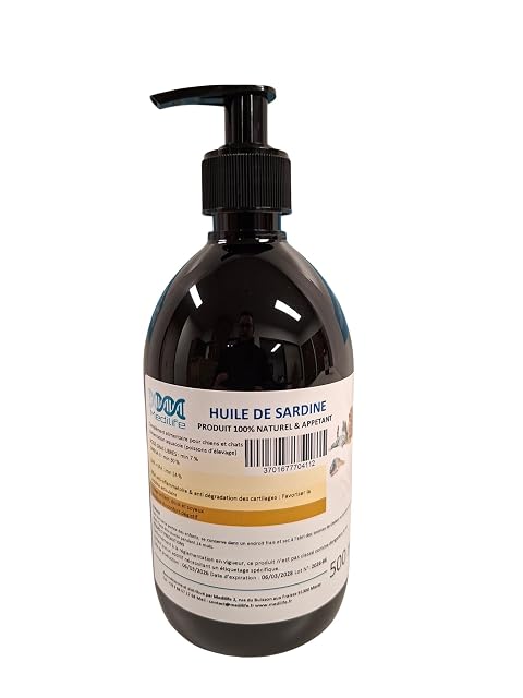 Medilife Aceite de Sardina 100% Natural 500ml para Perros y Gatos - Rico en Omega 3-6-9 (EPA y DHA)