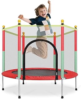 Ccarzzi Trampoline 4.6FT/140CM Toddler Trampoline Round with Safety Enclosure Net, Indoor & Outdoor Playset for Boys & Girls Aged 1-8
