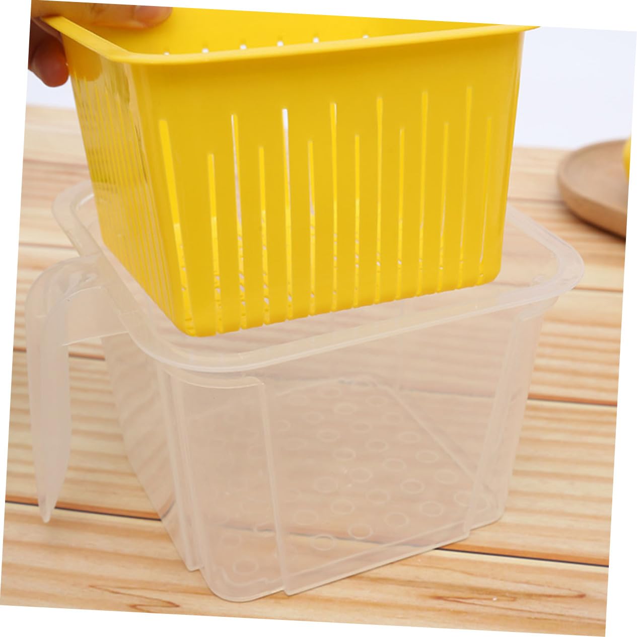 Ciieeo 2 scatole doppie versatili per alimenti, accessori da cucina per verdure fresche e frutta, design di drenaggio mantiene il cibo asciutto e nutriente per frigorifero contenitori organizer