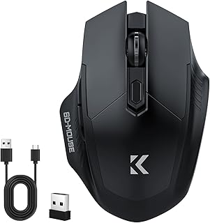 【Amazon.co.jp限定】マウス 無線 Bluetooth5.2 ワイヤレスマウス 静音 （戻る/進むボタン搭載） 瞬時接続 高感度 ブルートゥース 2.4GHz 3段階DPI切替 ゲーミングマウス 光学式 高耐久性 Mac/Windows/Surface/PC/Macbookに対応 (black)