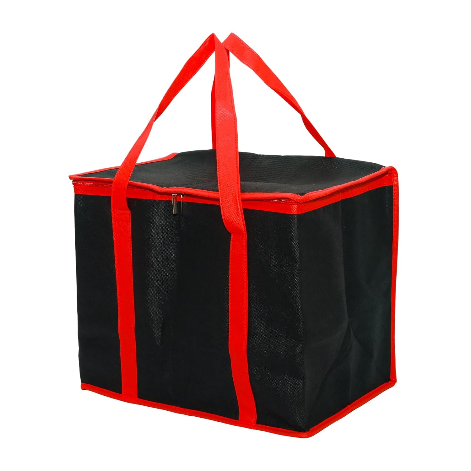 Lilaly Styrofoam Cooler Food Delivery Bag, Insulated Grocery Bags Insulated Cooler Bag for Hot or Cold Food Delivery, Groceries, Travel, Shopping(Black & Red)