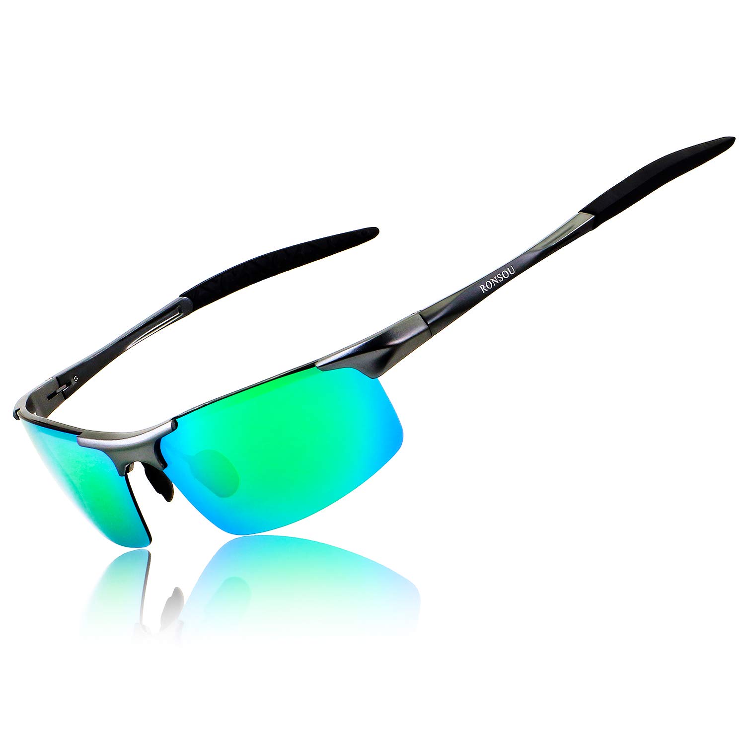 RONSOU Men Sport Al-Mg Polarized Sunglasses Unbreakable for Driving Cycling Fishing Golf