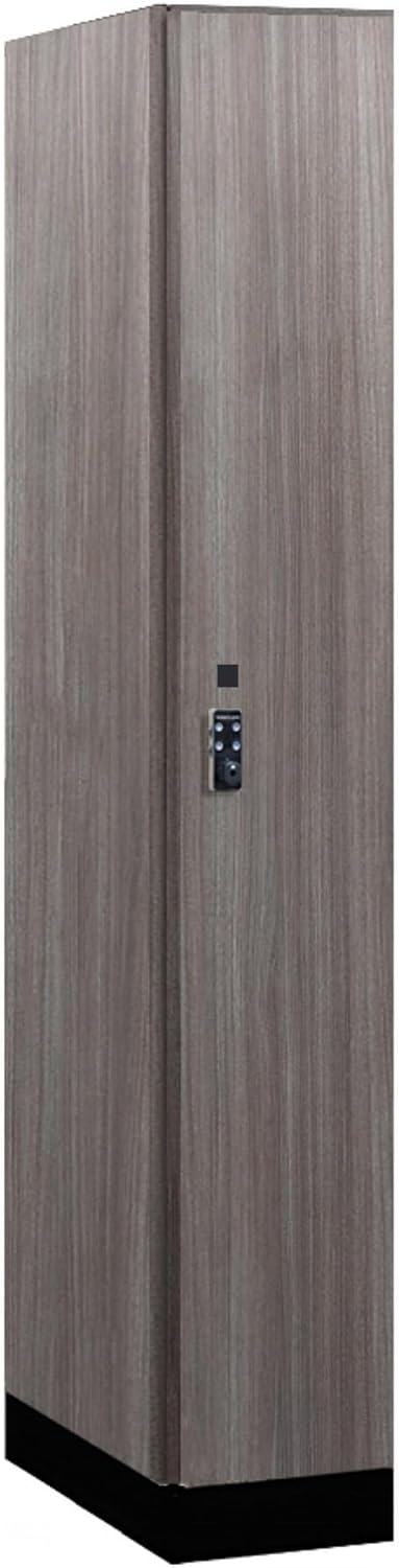 Salsbury Industries 12" Wide Wood Locker - Single Tier - 1 Wide - 6 Feet High - 21" Deep - Skyline Walnut - Resettable Combination Locks