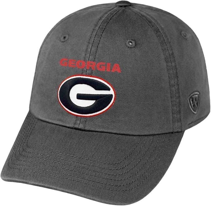 Collegiate Charcoal Team Arch Adjustable Hats (US Alpha One Size Georgia)
