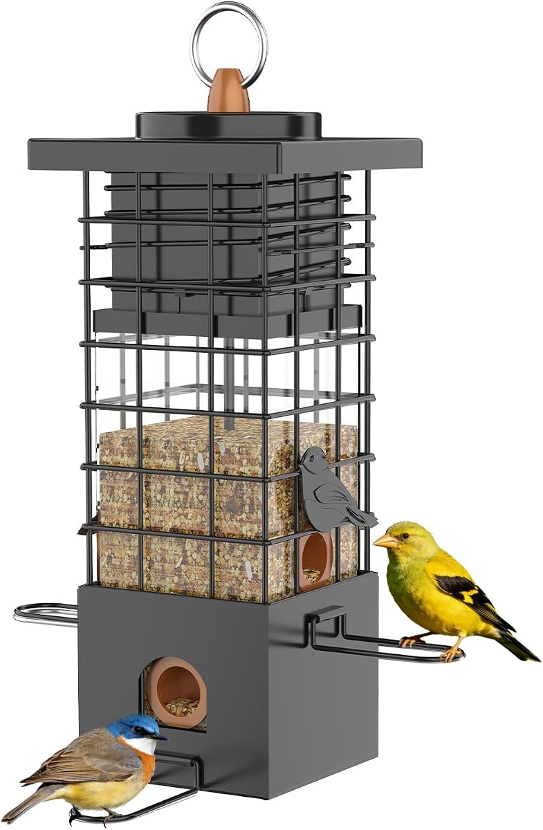 Metal Squirrel Proof Bird Feeder,2.5LB Capacity,Easy Refill & Clean | Squirrel-Proof,Rust Resistant,Long Lasting,Waterproof, Steady - The Amplitude of The Swing is Very Small