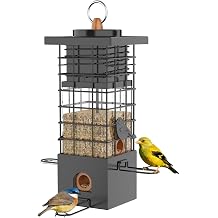 Metal Squirrel Proof Bird Feeder,2.5LB Capacity,Easy Refill & Clean