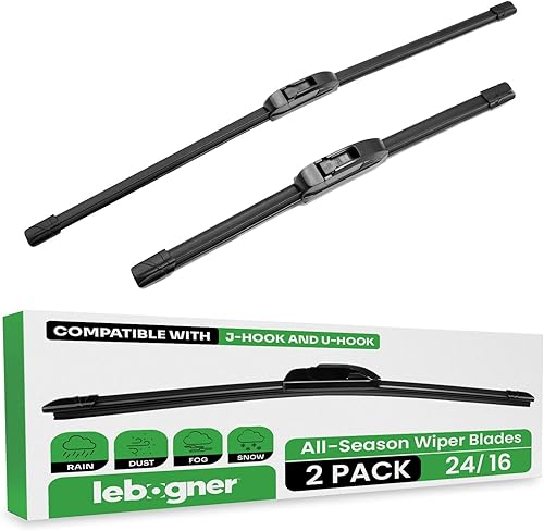 lebogner Paquete de 2 limpiaparabrisas de 28 pulgadas + 15 pulgadas, repuesto para todas las estaciones, limpiaparabrisas de silicona estable y