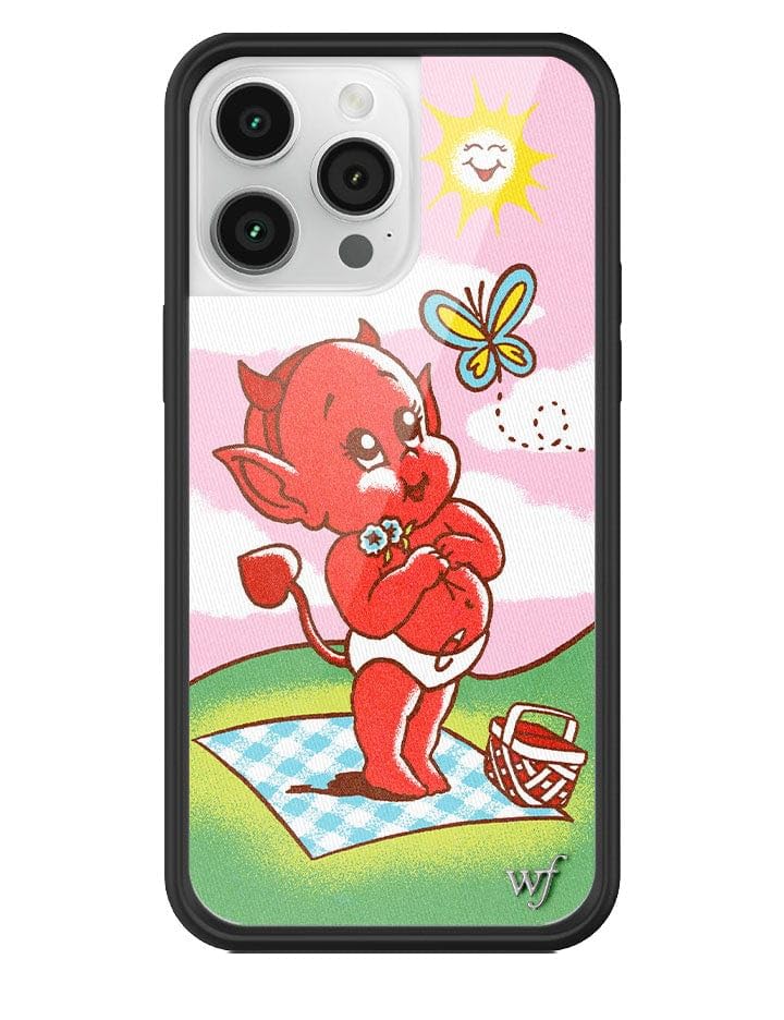 Wildflower Cases - Little Devil Case, Compatible with Apple iPhone 14 Pro Max | Pink, Baby Devil, Red, Picnic, Trendy - Protective Black Bumper, 4ft Drop Test Certified, Women Owned Small Business