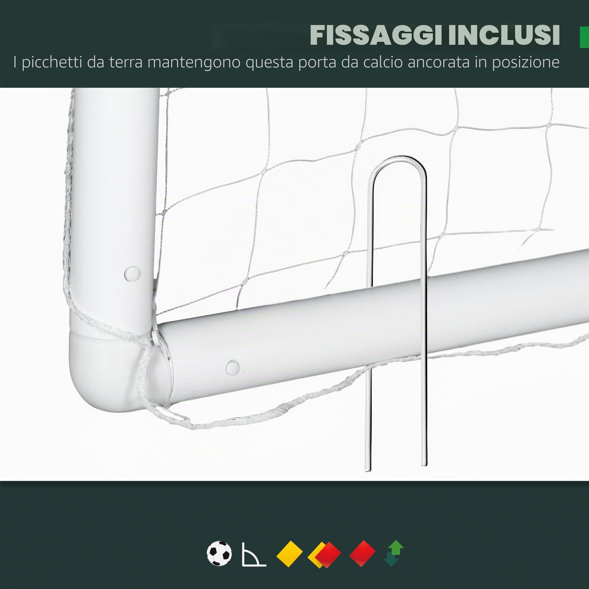 SPORTNOW Gabbia da calcio per allenamento, rete da calcio in PVC, picchetti inclusi, colore: bianco