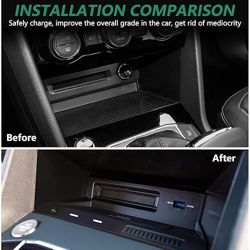 Miniatura 3 de Singkin Cargador de coche inalámbrico para VW Tiguan 2018 2019 2020 2021, 15 W Qi cargador de teléfono de carga rápida para iPhone Samsung,