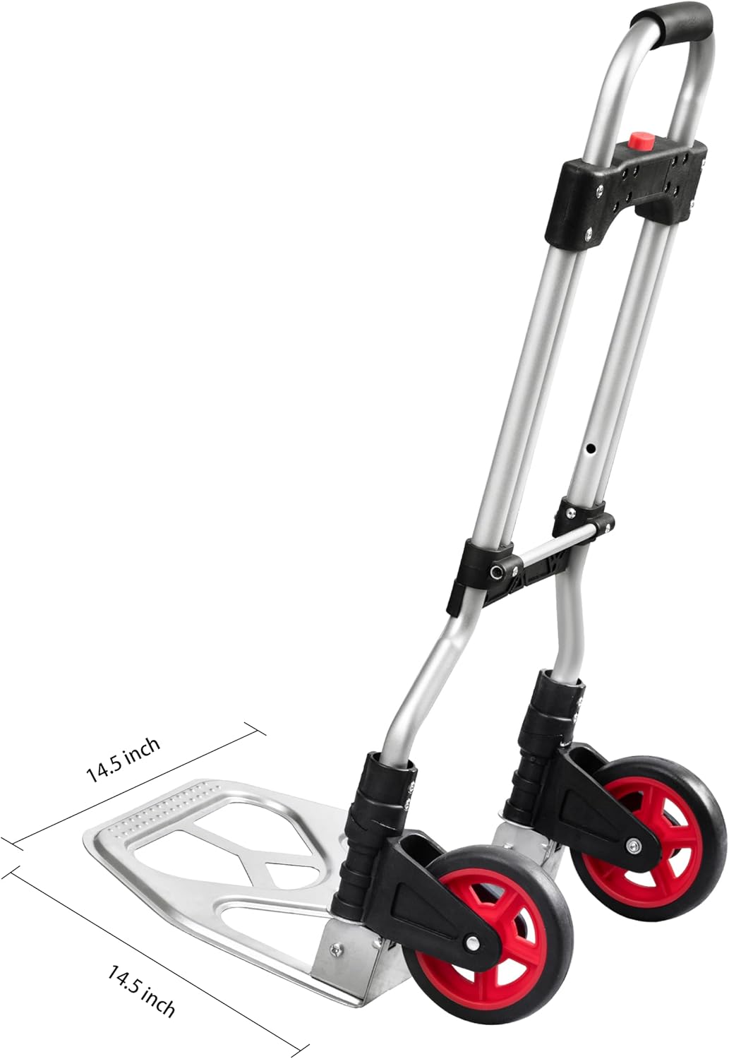 LEADALLWAY Dolly Cart Folding Hand Truck and Dolly,Steel Portable Cart with Telescoping Handle and Nylon+Rubber Wheels 180 lbs Capacity