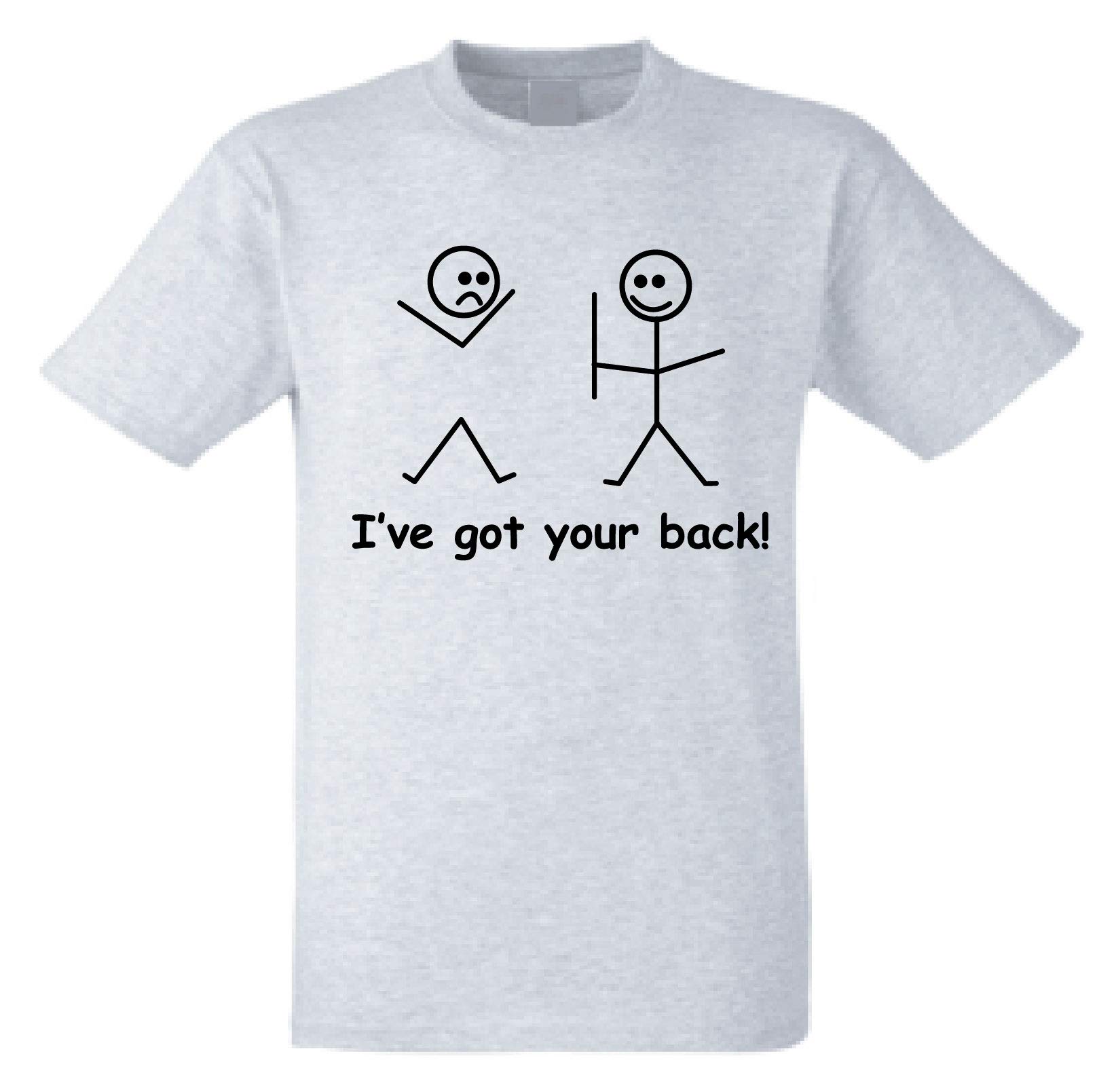 Stick Person I've got Your Back! T-Shirt Ideal Womens or Mens Unisex Classic Sarcastic Meme Tshirt Retro Stick Person Man Figure tee Grey Large