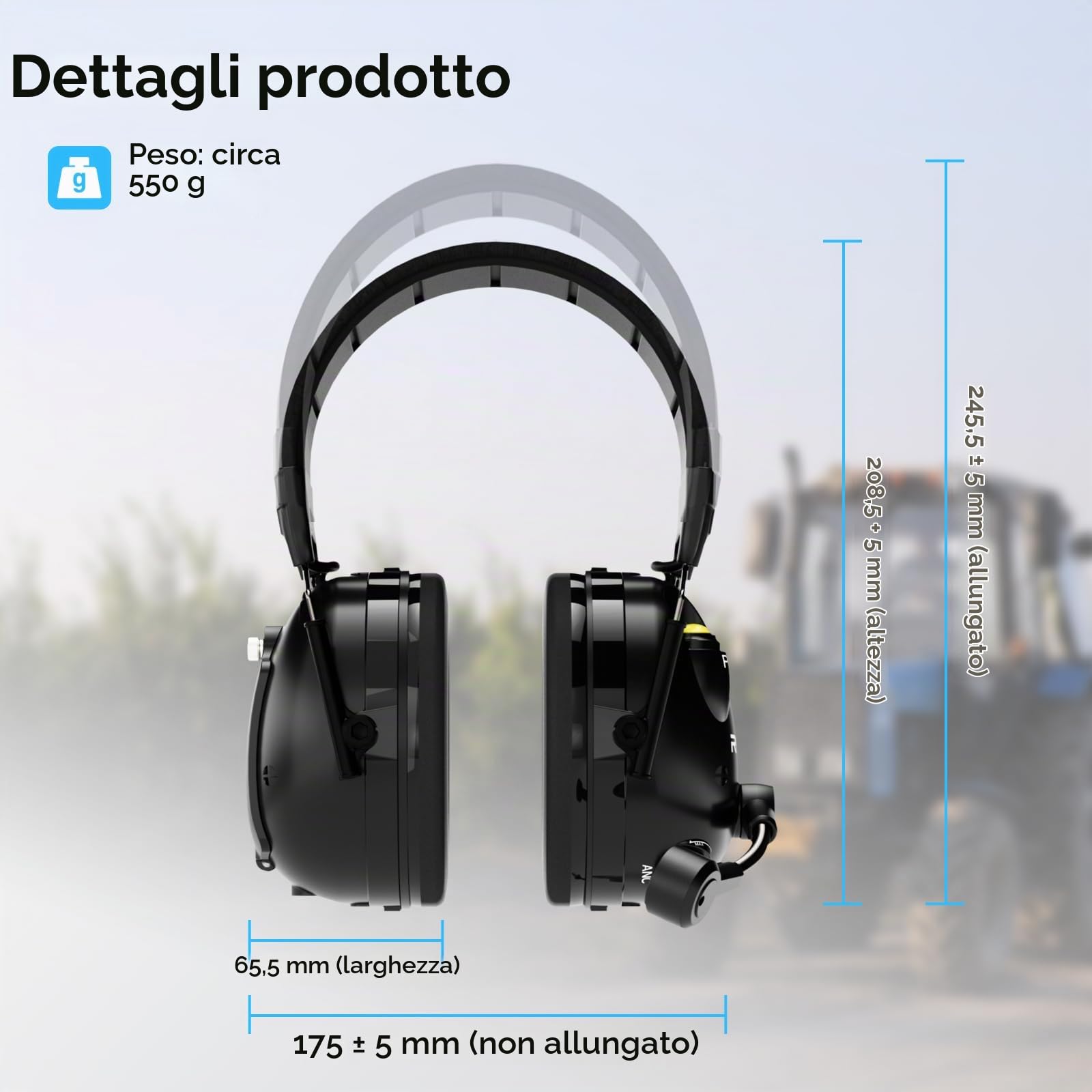 Retevis EHK015 Walkie Talkie Cuffie, Cuffie Radio ANC Overhead, Pieghevole Doppio PTT Pulsanti Rotanti Microfono Kenwood 2-Pin, Compatibile con Baofeng UV5R RT24 RT27 RT668 RT86 RT3S(1 Pz)