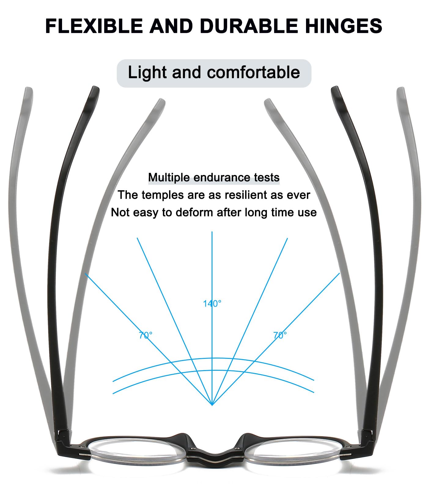 Mode Halbrand Lesebrille Damen Herren Halbrund Klein Halbrahmen Halbbrille mit Stärke Federscharnier Retro Halbmond Lesehilfe Sehhilfe
