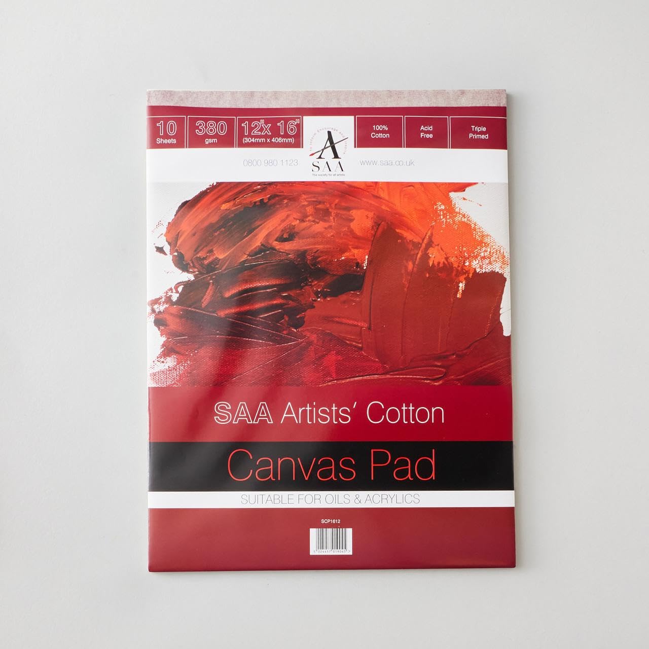 SAA Artists' Canvas 10 Sheet Pad - 12 x 16" (304.8 x 406.4mm) - 380gsm 100% Cotton Triple Primed