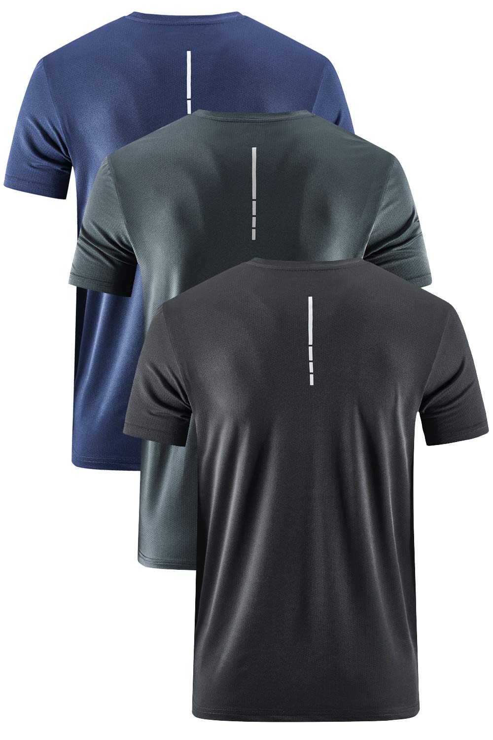 Maglietta sportiva da uomo, a maniche corte, a girocollo, traspirante, ad asciugatura rapida, T-shirt funzionale per bodybuilding, corsa, palestra, allenamento, confezione da 1-3