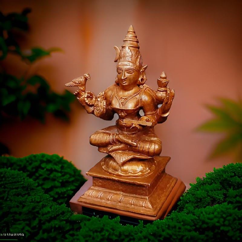 Image of Copper Goddess Sardhambal Idol 4.0 in | 417g