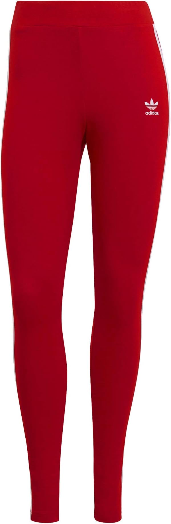 adidas red 3 stripe leggings