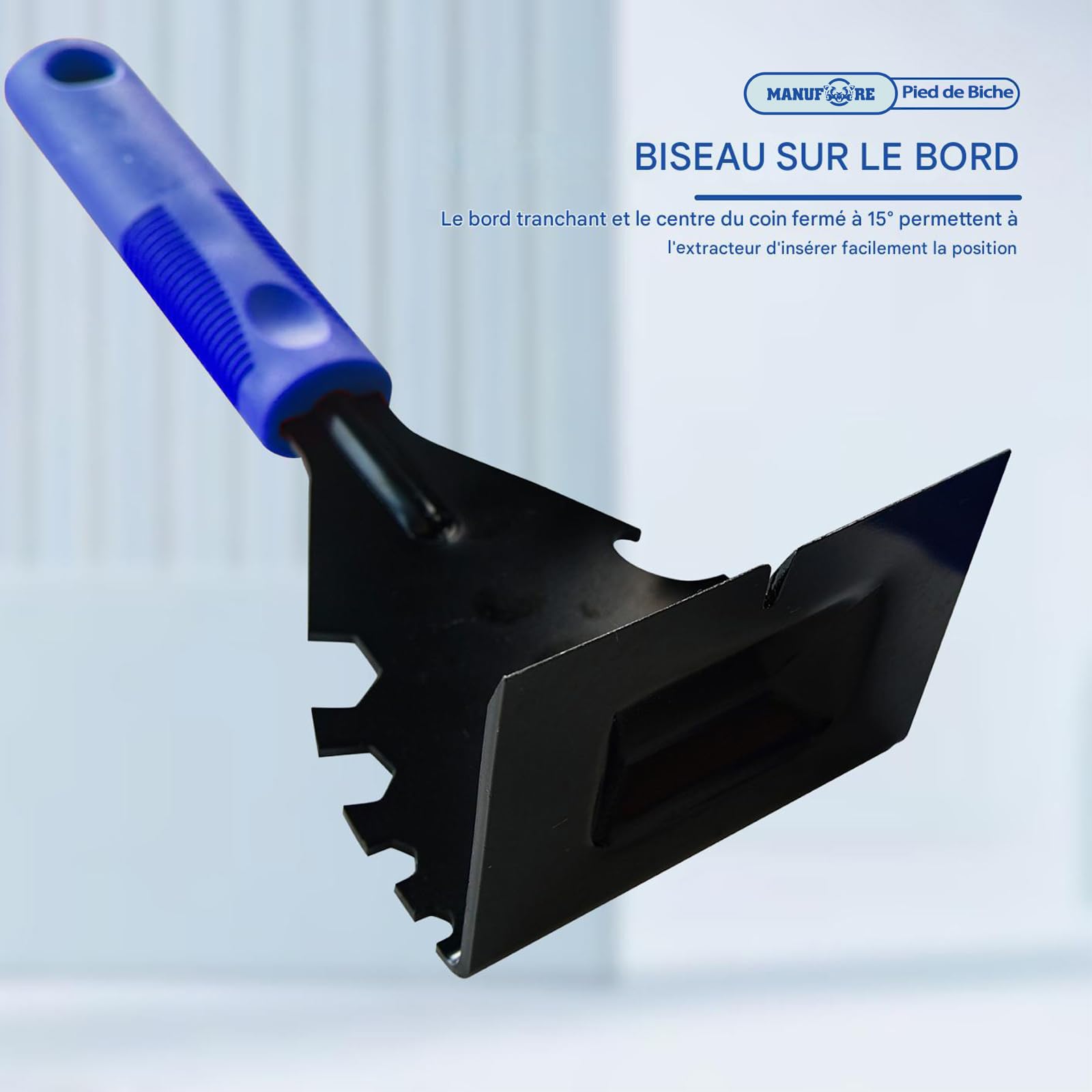 MANUFORE Arrache-moulure/Pied de biche multifonction – Outil de démolition pour plinthes, planchers en bois, cadres de porte et carreaux (Bleu)