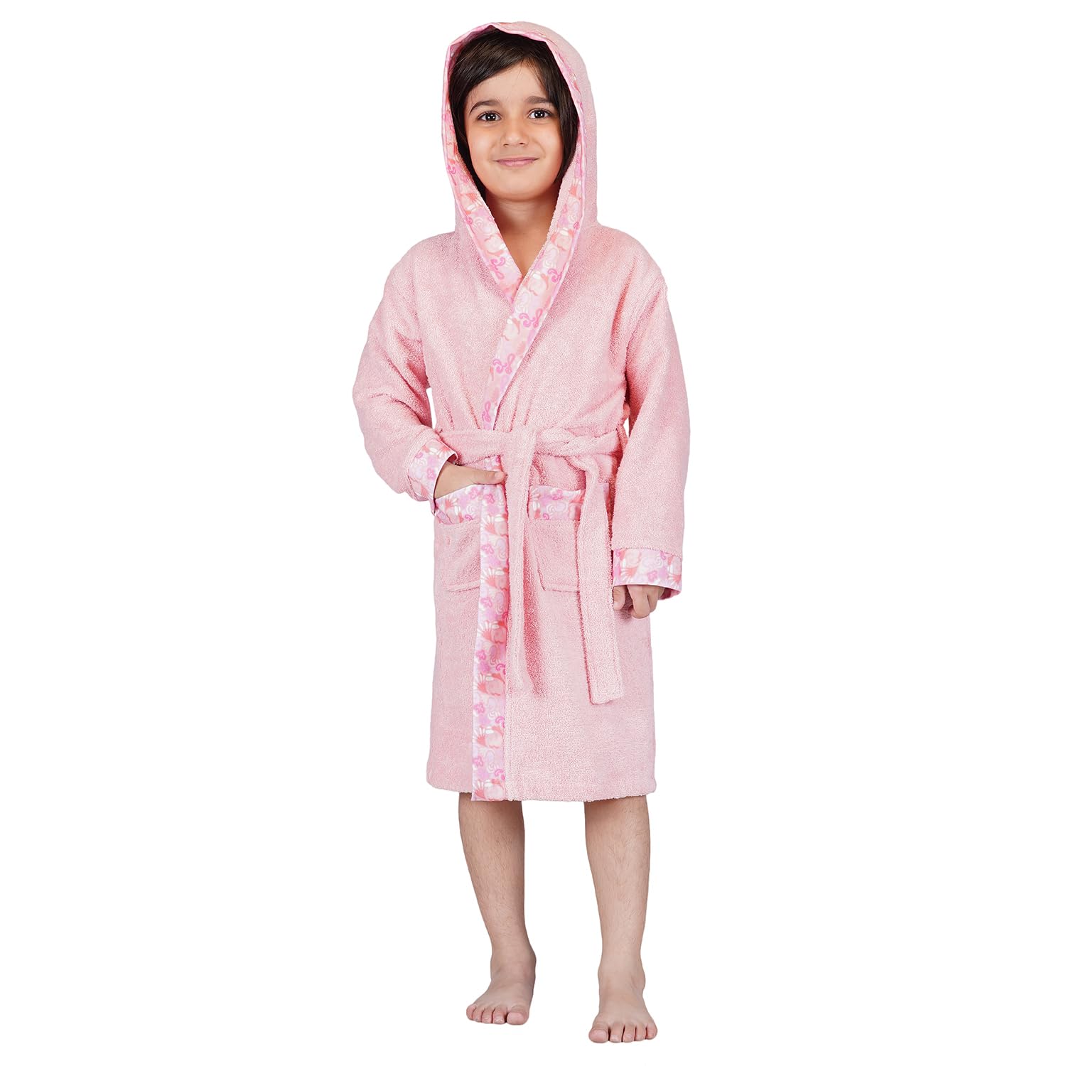 Rangoli Premium 100% Bamboo Kids Bathrobe, 500 Gsm | Ultra Soft, Hooded Bathrobe For Boys With 2 Pockets And Attached Adjustable Belt | Gown Bathrobe For Kids Boys From Age Group 9 to 10 Years | Peach Rangoli Premium 100% Bamboo Kids Bathrobe, 500 Gsm | Ultra Soft, Hooded Bathrobe For Boys With 2 Pockets And Attached Adjustable Belt | Gown Bathrobe For Kids Boys From Age Group 9 to 10 Years | Peach