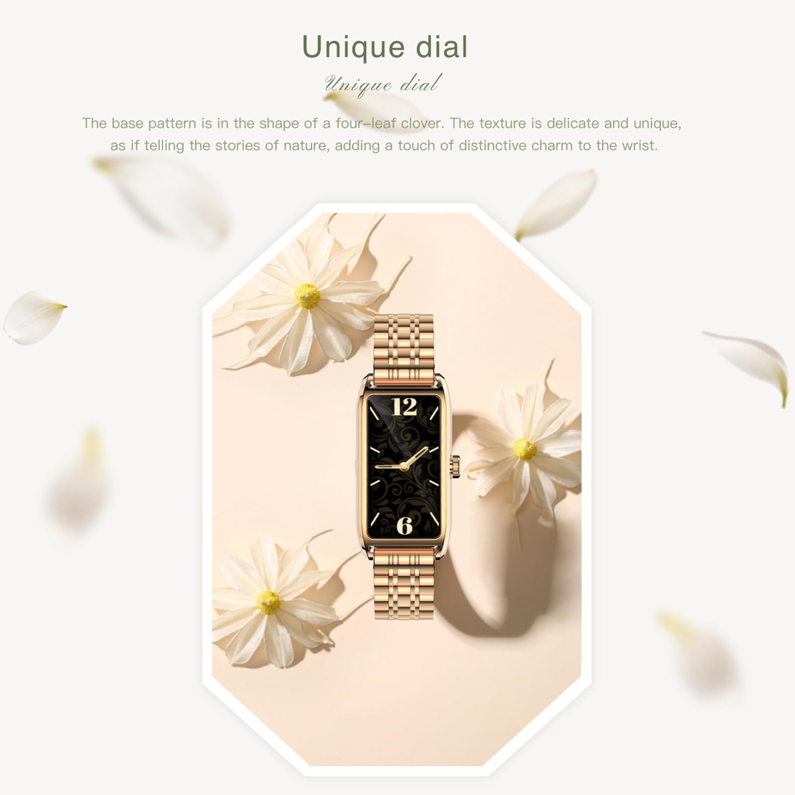 Fitness Tracker Damen Elegant Rosegold Smartwatch mit SchlafMonitor Herzquenz Podómetro Kalorienzzähler Menstruationszyklus Luxus Uhren für Frauen