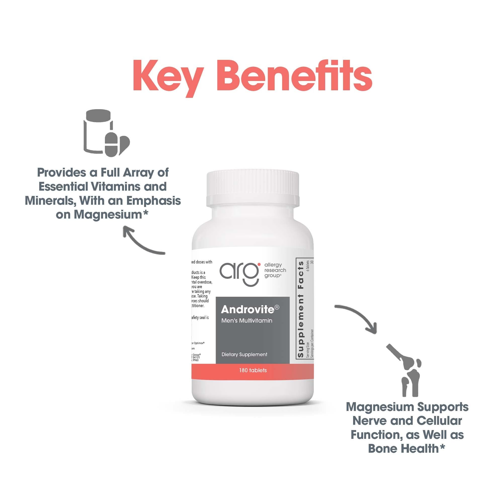 Optimox Androvite for Men - Magnesium Supplement for Men 500mg, Multimineral and Multivitamin Supplement with Vitamin C, Vitamin D3, Calcium-Free - 180 Count — Amazon image 5
