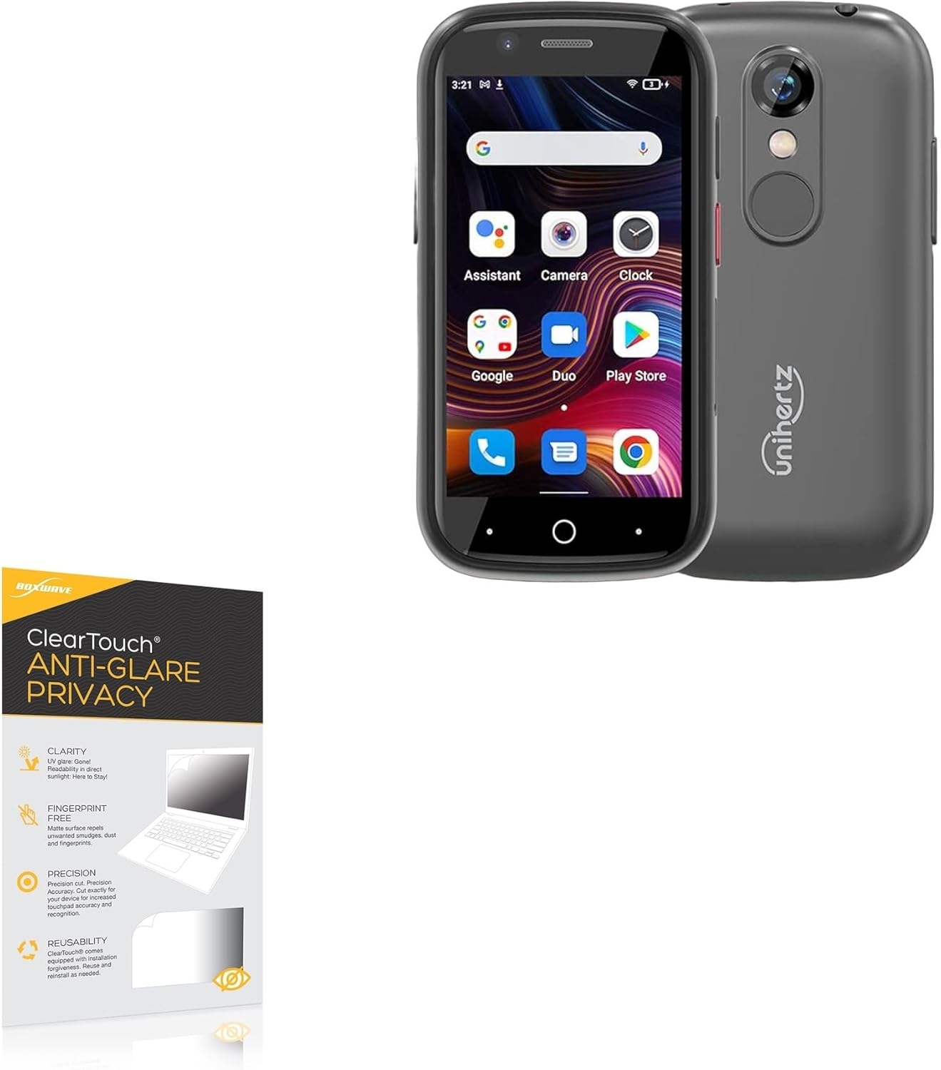 BoxWave Screen Protector Compatible with Unihertz Jelly 2E - ClearTouch Anti-Glare Privacy (2-Pack), Privacy Screen Protector Flexible Film Anti-Glare