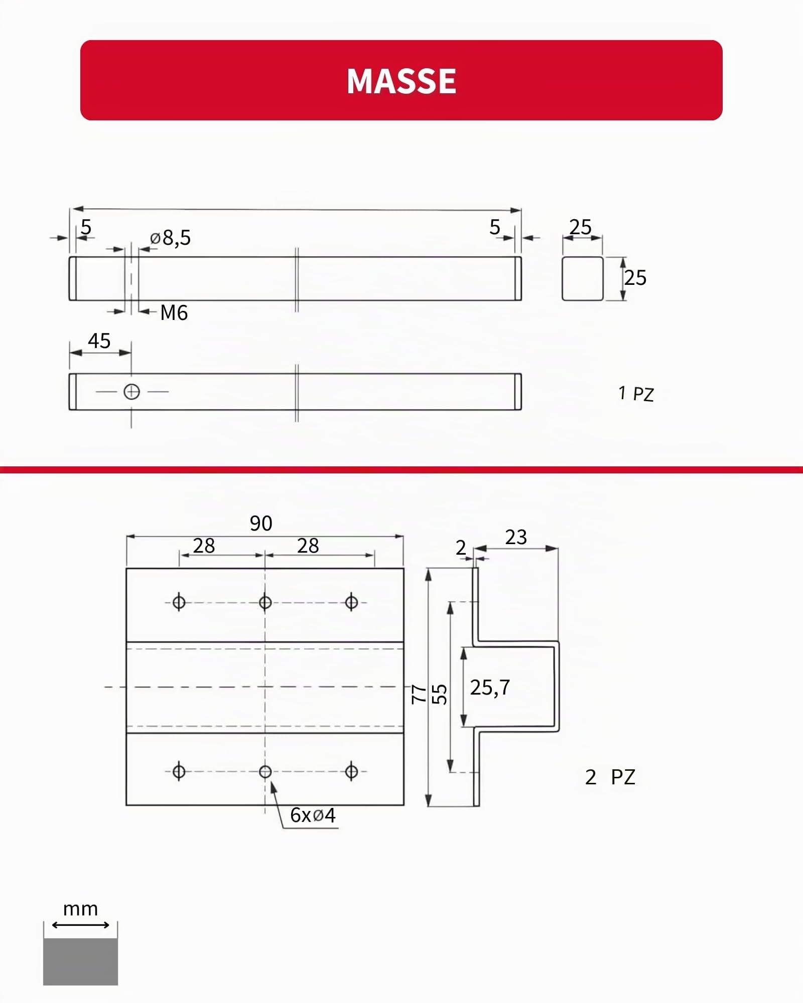 Gedotec Prolunga per tavolo 810 mm - 2 prolunghe per piano incl. materiale di fissaggio - acciaio nero opaco - prolunga per tavolo da pranzo in acciaio, da montare sotto il piano