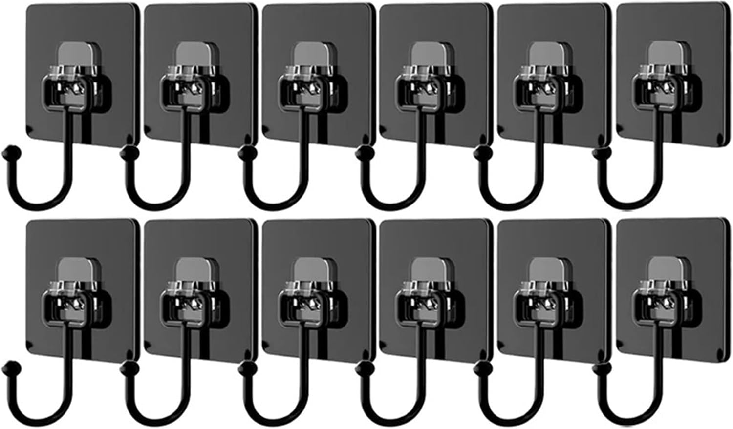 Coat Rack Adhesive Hooks Towel Hooks - Waterproof Aluminum Wall Hooks Towel Hanger Shower Hook for Bathroom, Bedroom & Kitchen-Black Wall Mounted Coat Rack (12pcs)