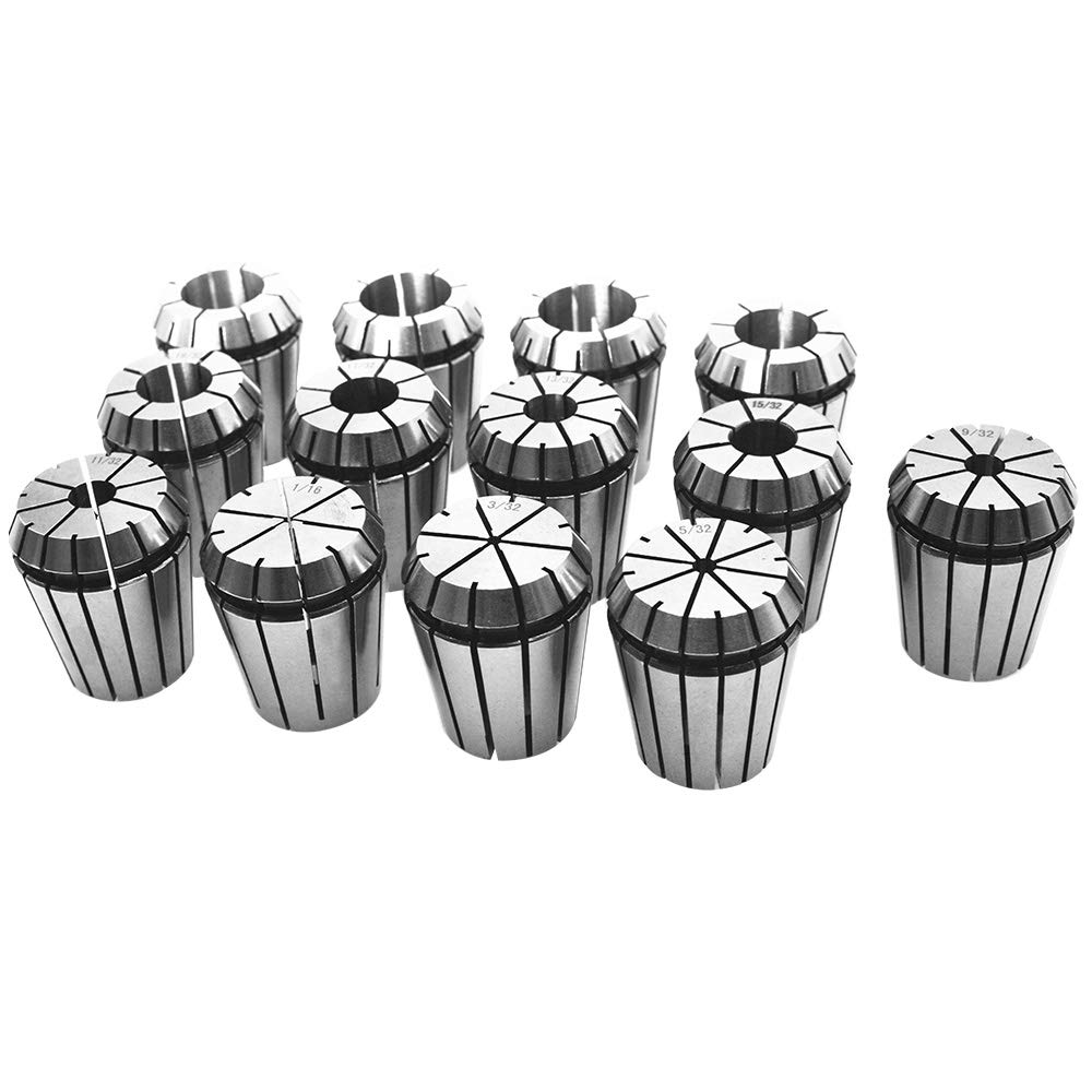 findmall Super Accuracy 13PCS 1/16"-13/16" ER32 ER-32 Collets Set With5/32 9/32 23/32