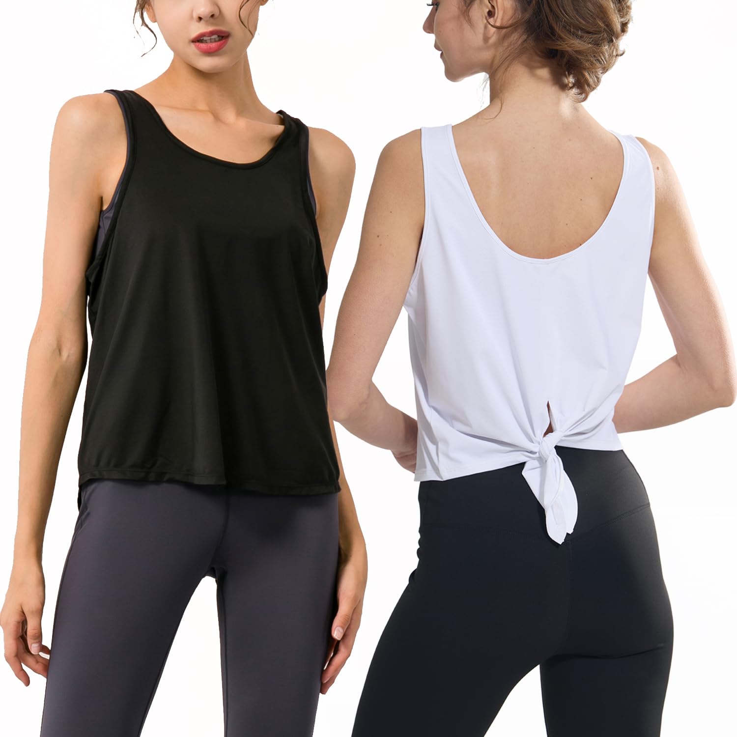 Pack de 2 camisetas deportivas para mujer con espalda de malla, diseño de mariposas, camiseta de yoga, tejido de punto de estrella, camiseta de fitness