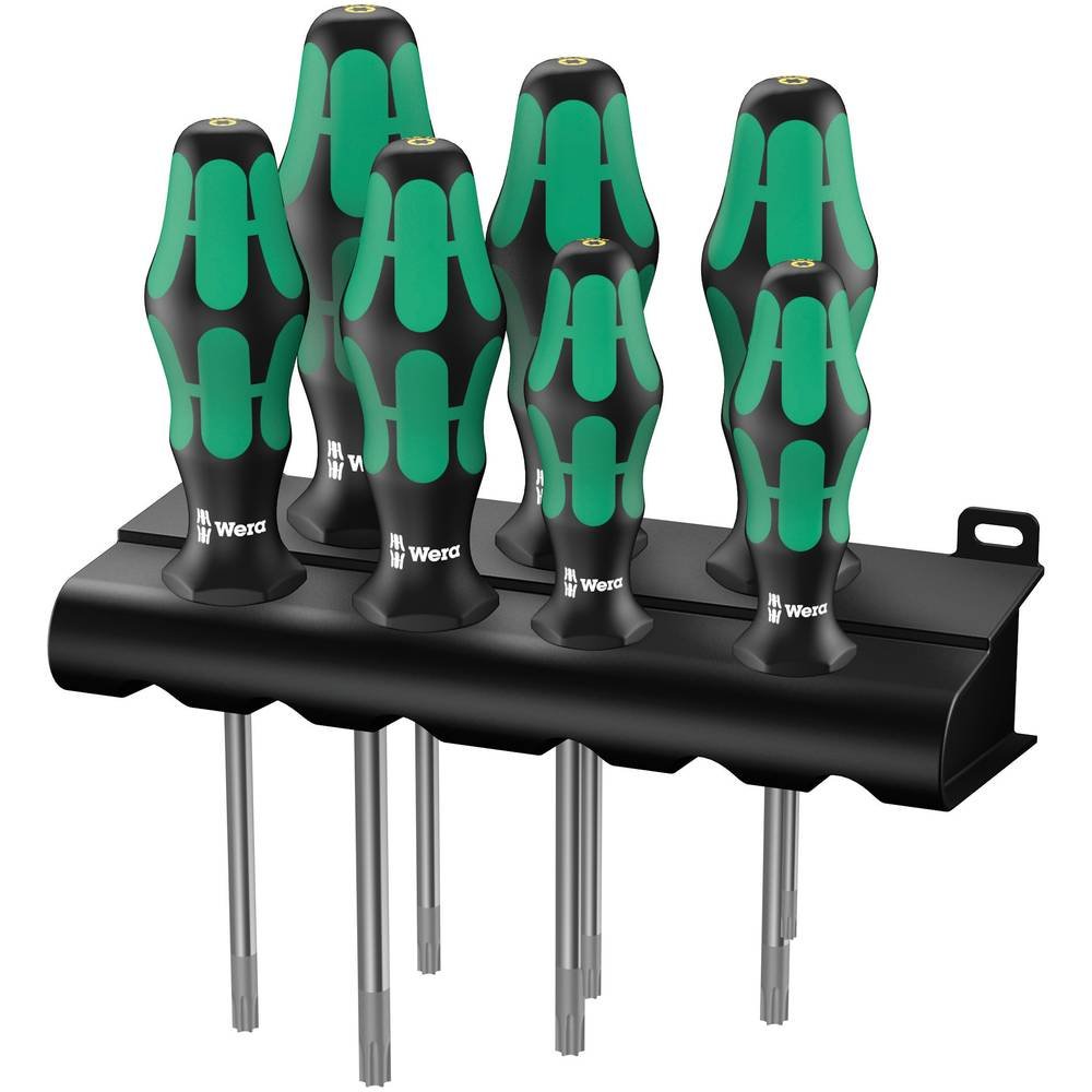 Wera, 367/7 TORX HF Assortimento di giraviti Kraftform Plus con ritegno vite + rack, 7 pezzi