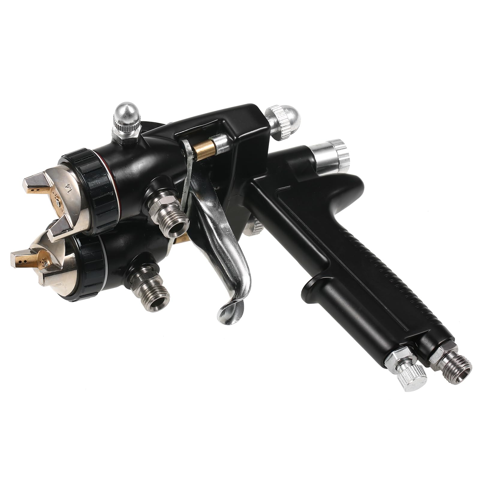 Kavolet Professionelle Zweikomponenten-Luftspritzmaschine mit 1,4-mm-Düse und Zwei Köpfen, Verschleißfestes PTFE-Finish, Präzisionsgefertigte Messingkappe, Geeignet für Autos, Glas und Schutzteile