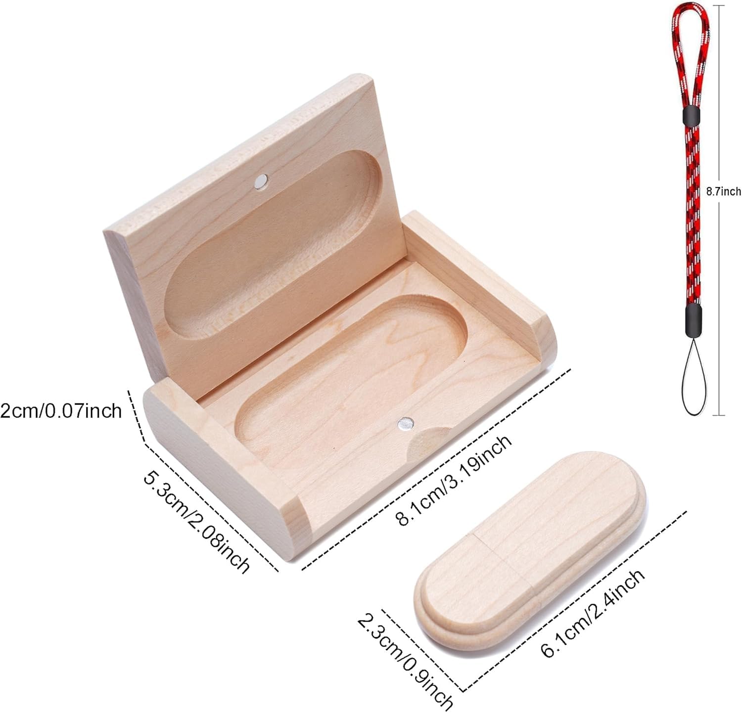USB-Stick aus Holz, 8 GB, USB 2.0, Speicherstick, Datenspeicherung, Geschenk, mit Holzbox, 10 Stück