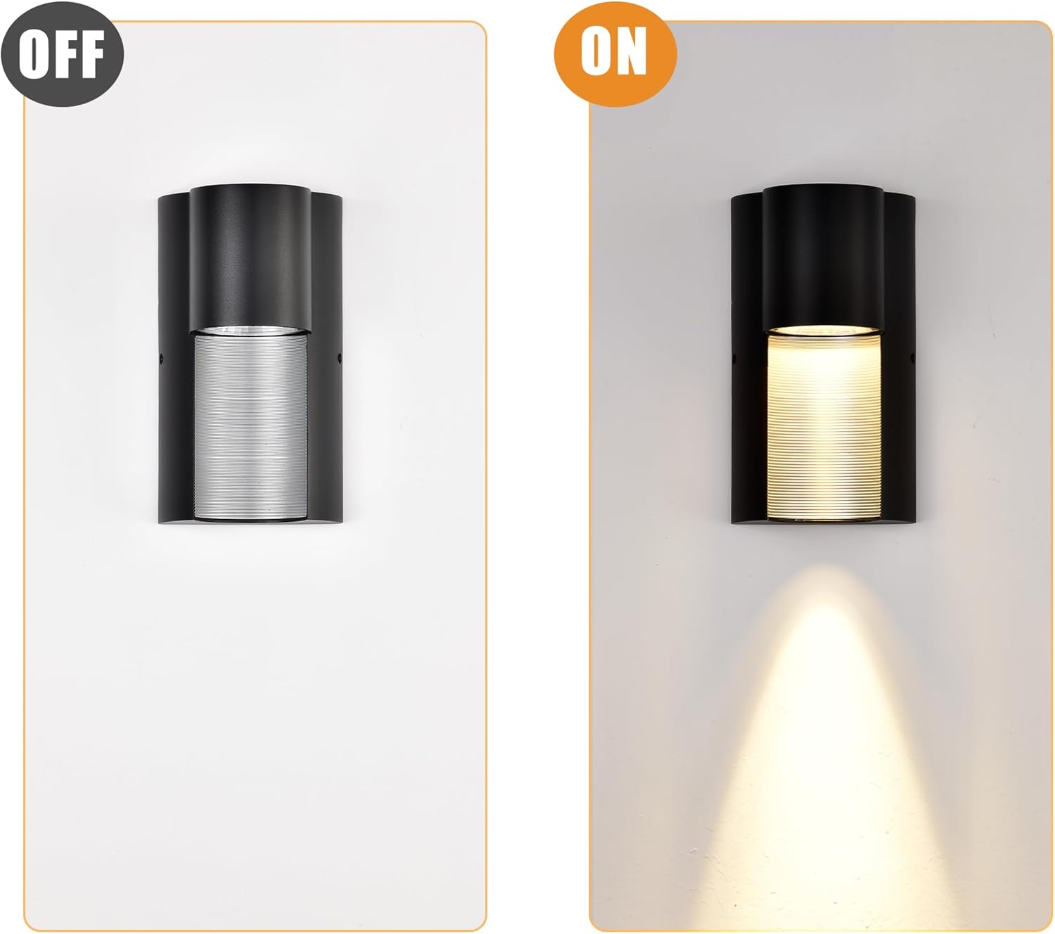 COTTAGE LIFE Modern Outdoor Wall Light Fixture, 12W LED Exterior Wall Sconce, 1680LM 3000K Warm Light, Black Aluminum Waterproof Hardwired Outdoor Wall Lights for Porch Patio Garage Front Door House
