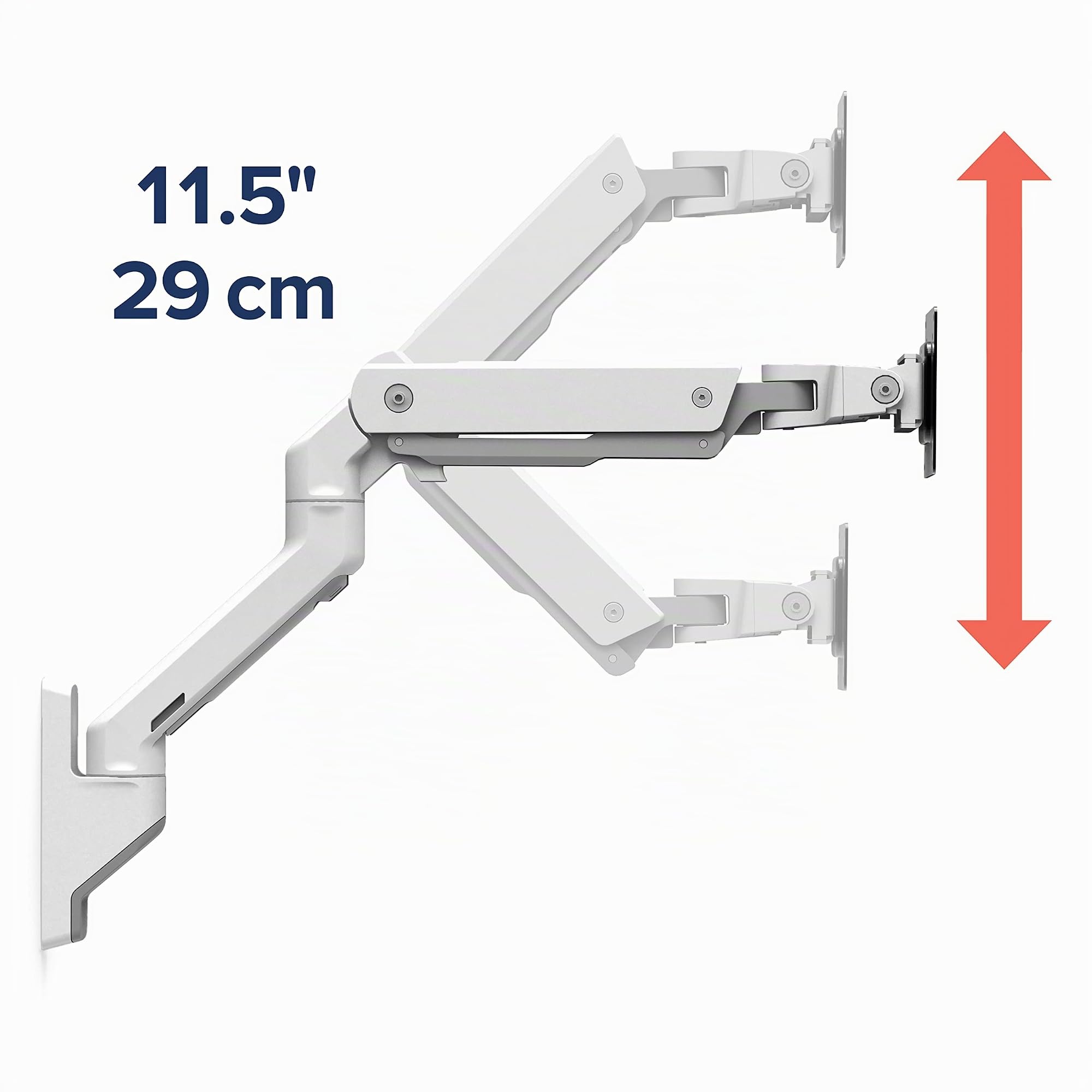 Ergotron - Braccio HX - da parete per monitor ultrawide fino a 49 pollice, 9,1-19,1kg, profondità del display inferiore a 8 pollice - Snodo standard, Bianco (45-478-216)
