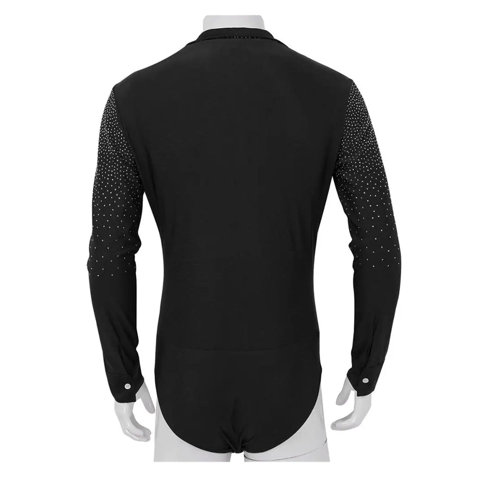 Vestiti da Ballo Latino Camicia da ballo da uomo con scollo a V Camicia da ballo da uomo con scollo a V Abiti da ballo latino da ballo Competizione professionale Abbigliamento da ballo(Black,L)