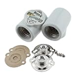 2PCS Double Bulb Socket Porcelain Medium E26 Screw Double Luminaire Socket Suitable for Incandescent Halogen CFL and LED Bulb