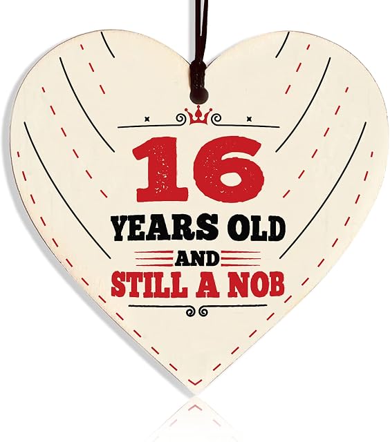 OBYJCA 16th Birthday Gift For Girls, Funny 16 Gifts for Daughter, 16th Birthday Wood Heart Gift for Granddaughter, Sister, Niece, Best Friend, Girlfriend, Family