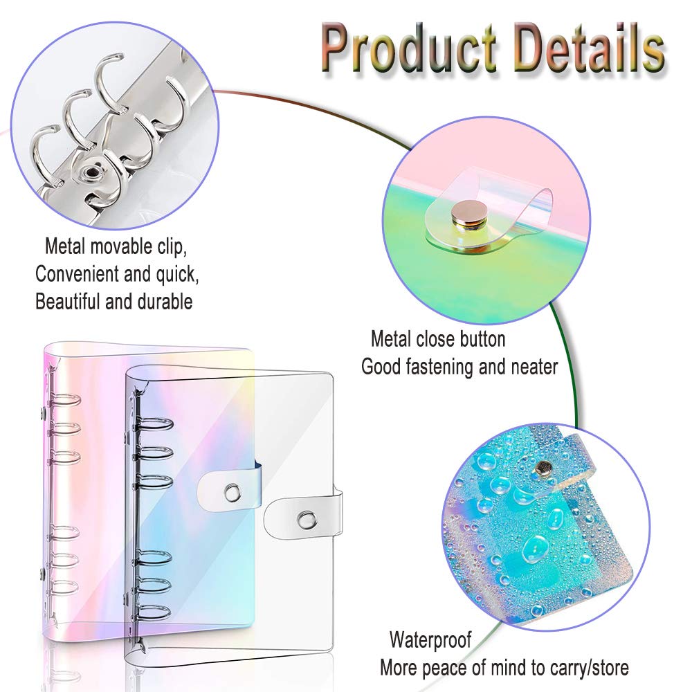 Classeurs à Anneaux Transparents CuiCanfla - Lot De 2, Format A6 - Étanche, Bouton Pression - Pour Notes, Cartes, Photos