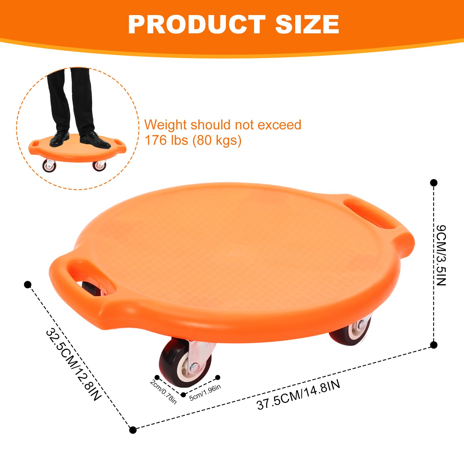 Kids Scooter Board Standard Sitting Scooter Board with Handles Swivel Casters Round Plastic Floor Surfer Fun Sports Scooters for Children Physical Education Home Use Sensory Scooters Boards ages 3+ - Image 2