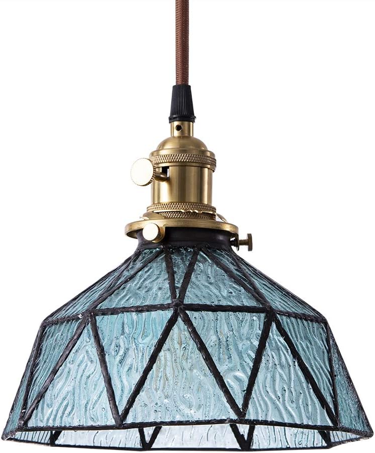 Amazon Chende ペンダントライト 青緑 吊下げ灯 北欧 アンティーク おしゃれ シンプル ステンドガラス Led電球対応 6畳 8畳 キッチン リビング ダイニング 食卓用 天井照明 エレガント 電球は付属しません 青緑 Chende ペンダントライト