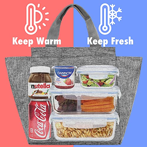 Opux Lunch Bag For Women, Insulated Lunch Box Tote For Work School Men Kids Office, Thermal Soft Small Lunch Cooler Bag For Picnic Travel With Pocket, Fits 12 Cans - Heather Gray #TOP1