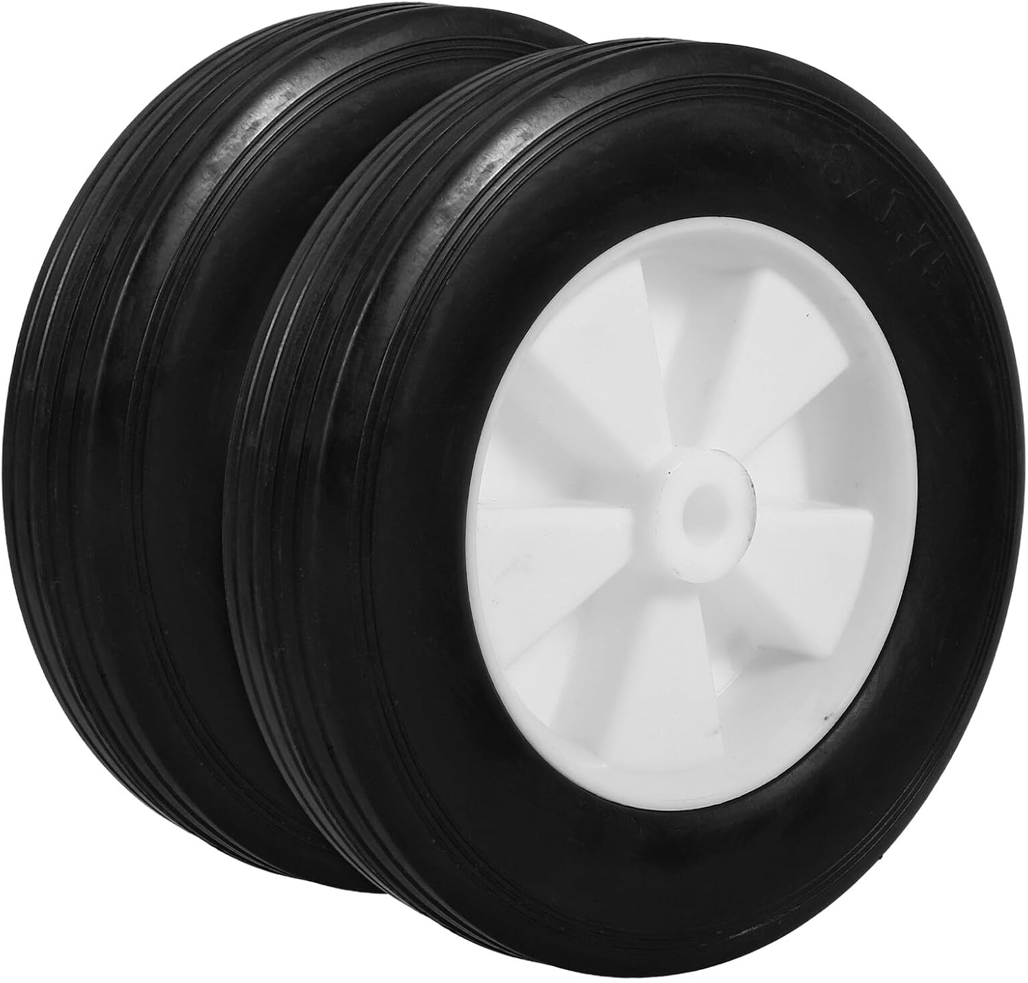 VICASKY 2pcs 8-inch Solid Rubber Lawn Mower Wheels Silent Replacement for Push Mower Hand Truck Outdoor Garden Machine Accessories