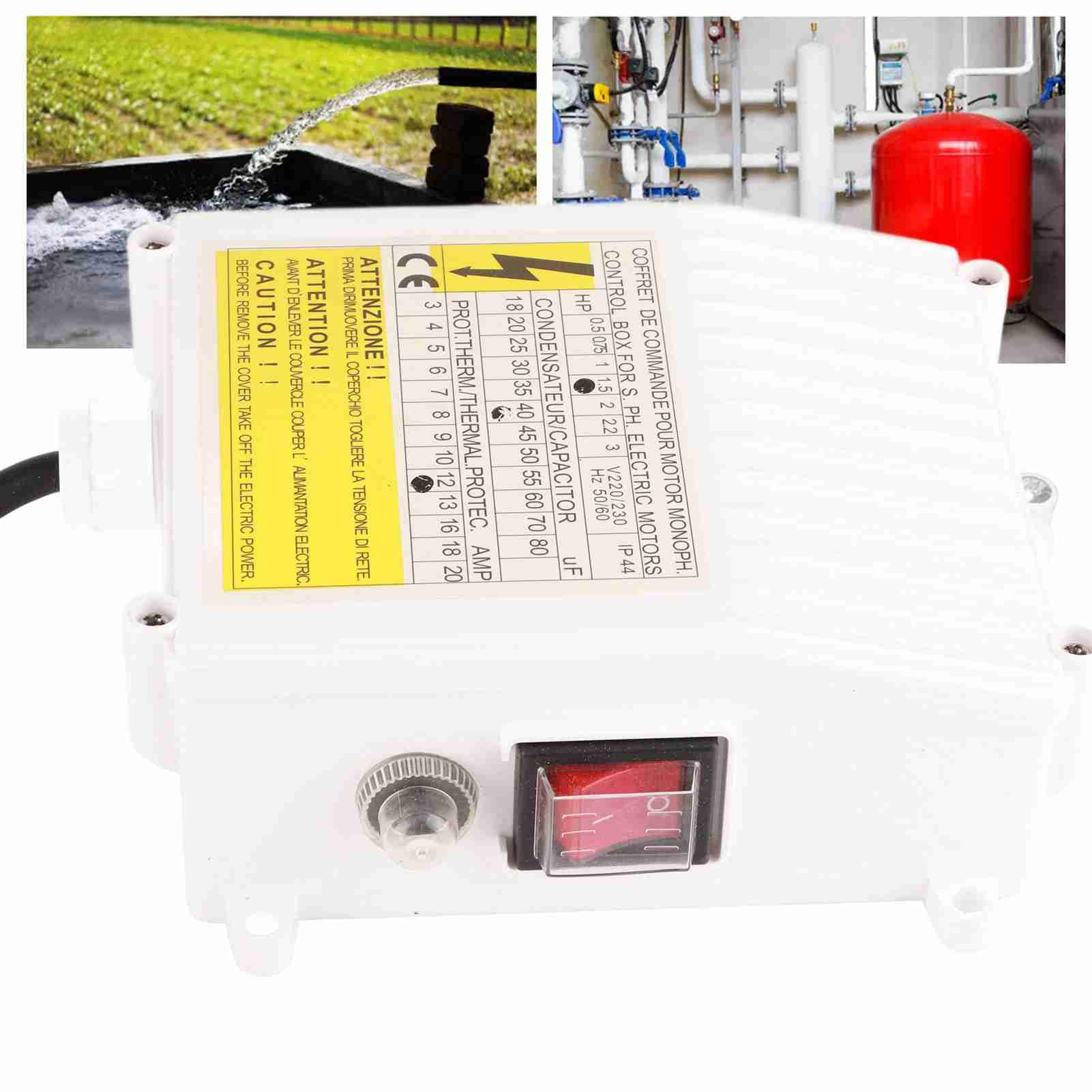 Scatola Di Controllo Pompa Acqua 1100W 220V Con Protezione Termica - Per Pompe Sommerse Domestiche, Plug EU - 5