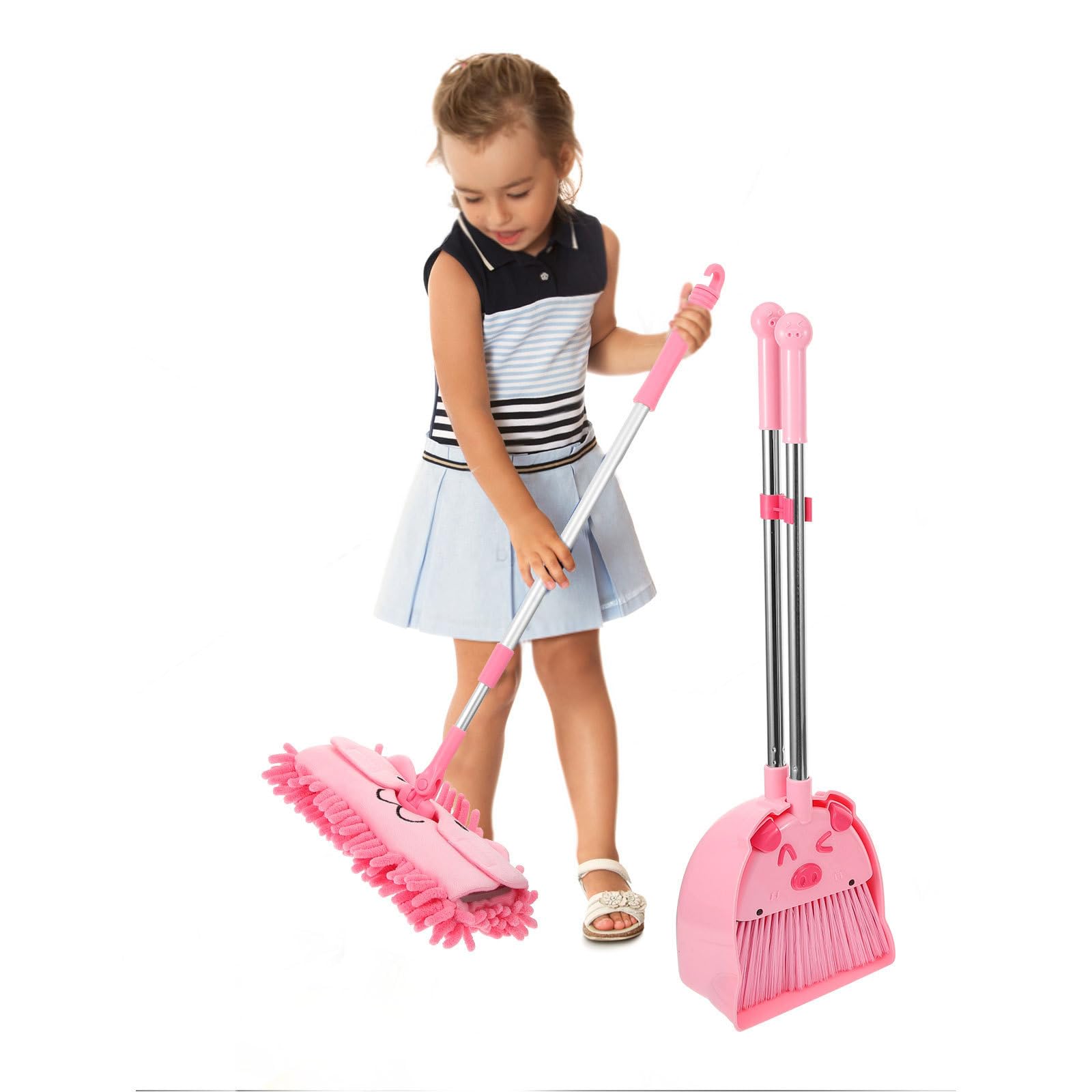 Set Pulizia Scopa e Paletta in Plastica a Forma di Cartone Animato, Facile da Mantenere e Sicuro per L'ambiente, per Casa e Asilo Nido