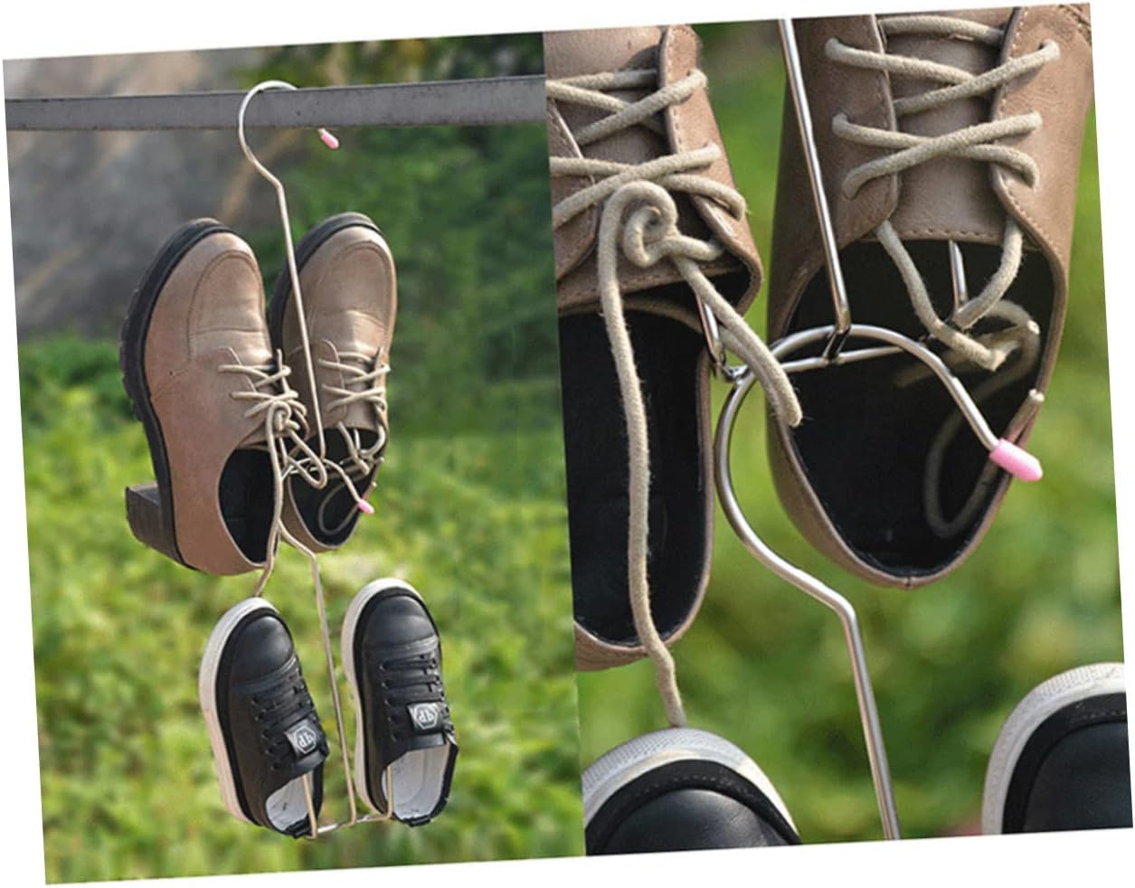 Unomor 2pcs Stainless Steel Shoe Drying Rack Boot Hanger Organizer Hanging Shelf for Shoes Foldable